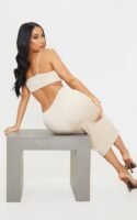Nude Strappy Cut Out Knot Detail Midi Dress