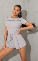 Grey Marl Seam Detail Short Sleeve Romper