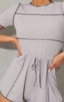 Grey Marl Seam Detail Short Sleeve Romper