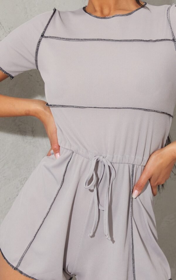 Grey Marl Seam Detail Short Sleeve Romper