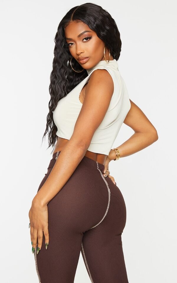 Shape Stone Slinky Sleeveless High Neck Crop Top