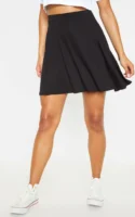 Black Basic Jersey Skater Skirt