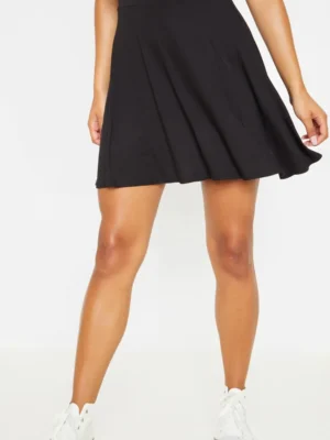 Black Basic Jersey Skater Skirt