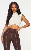 Shape Stone Slinky Sleeveless High Neck Crop Top