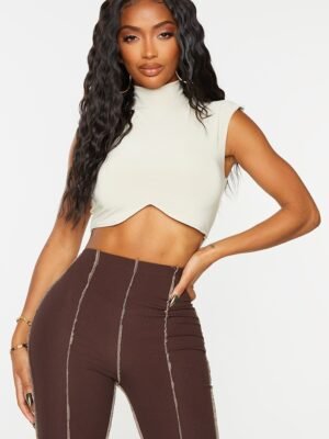 Shape Stone Slinky Sleeveless High Neck Crop Top