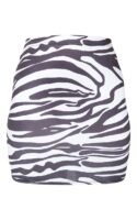 Black Zebra Printed Slinky Mini Skirt