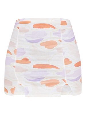 Pastel Abstract Double Split Hem Mini Skirt