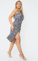 Black Dalmatian Frill Detail Wrap Midi Dress