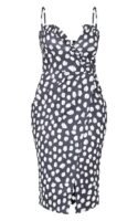 Black Dalmatian Frill Detail Wrap Midi Dress