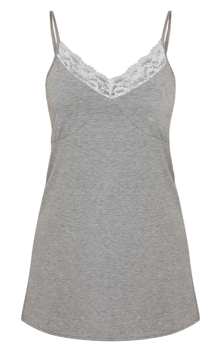 Grey Lace Trim Soft Jersey Nightie