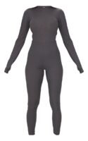 Charcoal Rib Long Sleeve Thumb Hole Jumpsuit