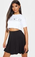 Black Basic Jersey Skater Skirt