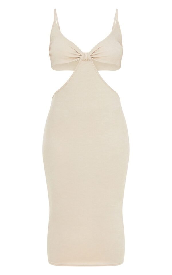 Nude Strappy Cut Out Knot Detail Midi Dress