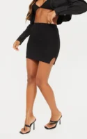 Black Split Mini Skirt