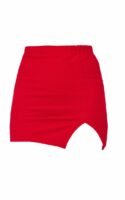 Red Split Front Mini Skirt
