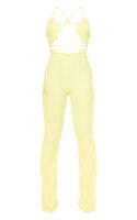 Yellow Bandage Rib Cross Back Flared Jumpsuit